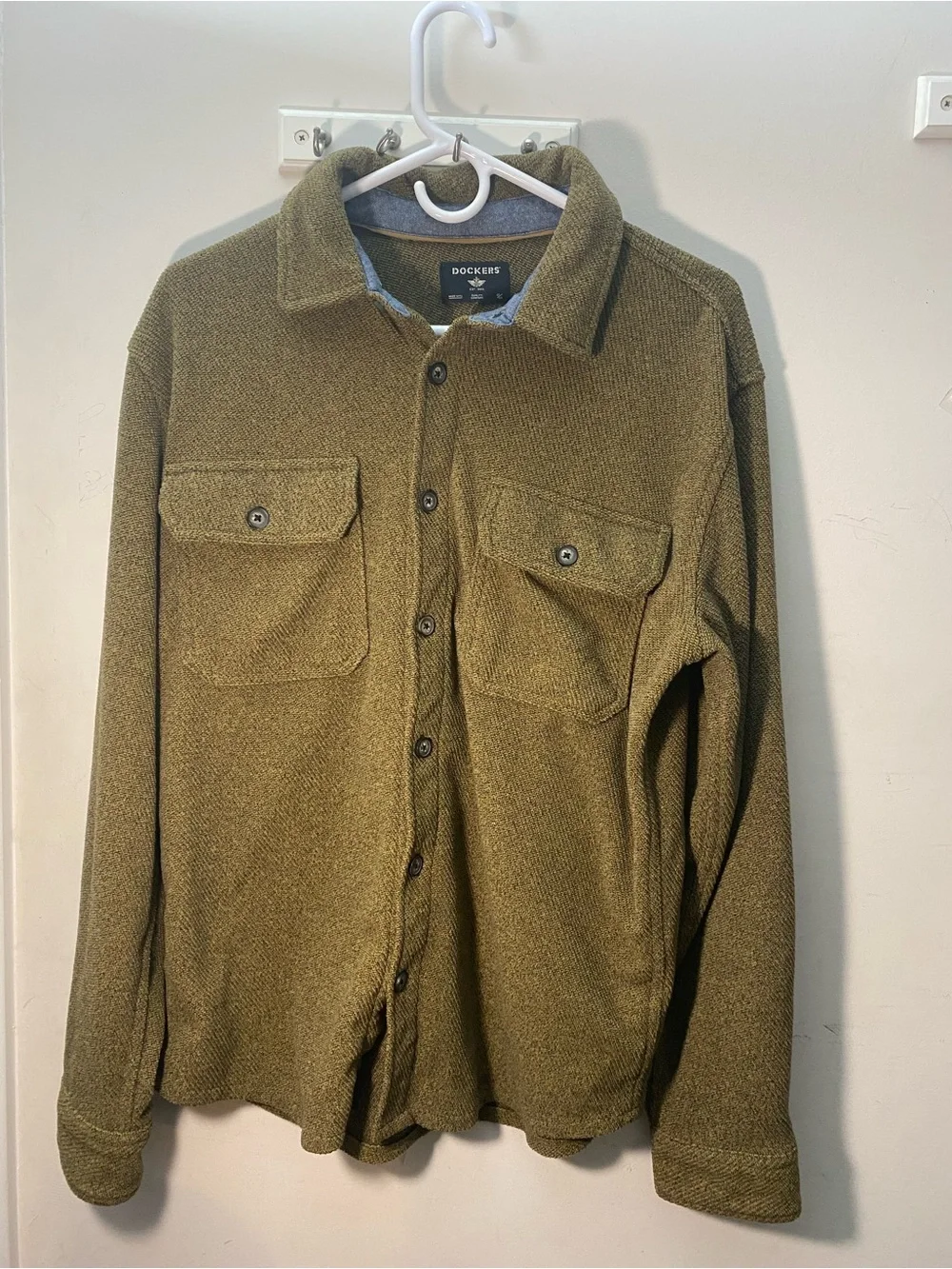 Dockers Men's Olive Green Button-Front Shirt Jacket